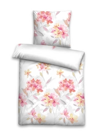 Bettwäsche Biberna Blume Groß Gold Mako Satin