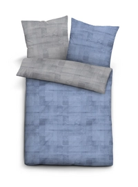 Bettwäsche Biberna Struktur Uni Ozeanblau Mako Satin