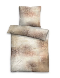 Bettwäsche Biberna Struktur Taupe Mako Satin