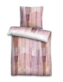 Bettwäsche Biberna Längsstreifen Brombeer Mako Satin