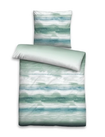 Bettwäsche Biberna Ombre Aqua Mako Satin