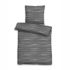 Bettwäsche Biberna Fäden Silber/Grau Mako Satin