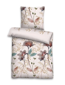 Bettwäsche Biberna Blumenmix Natur Mako Satin