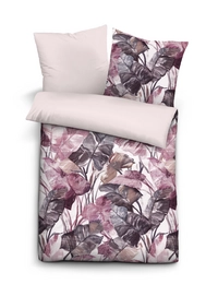 Bettwäsche Biberna Blätterwald Brombeer Mako Satin