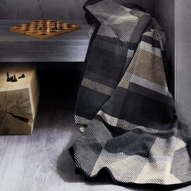 Plaid Bugatti Velours Geblokt Donkerbruin