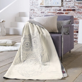 Jacquard Decke Ibena Sorrento Owl Beige Grau