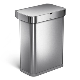 Prullenbak Simplehuman Rectangular Sensor Voice Control Zilver 58L