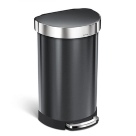 Prullenbak simplehuman Liner Pocket Half Rond Zwart RVS 45L