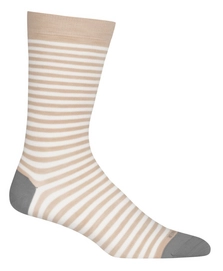 Chaussettes Icebreaker Men Lifestyle Fine Gauge Crew Stripe Praline Snow