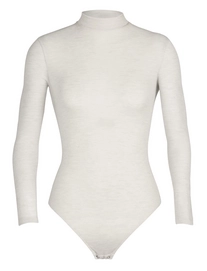 Jumpsuit Icebreaker Women Merino Rib LS High Neck Body Ecru Heather