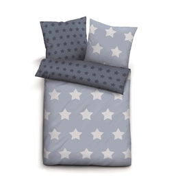Bettwäsche Biberna Stars Biber Blau