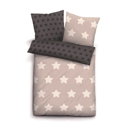 Bettwäsche Biberna Stars Biber Taupe