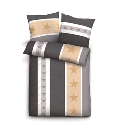 Bettwäsche Biberna Stars & Stripes Biber Titanium