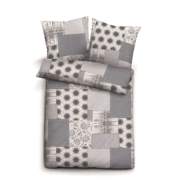 Bettwäsche Biberna Patchwork Biber Sturmgrau