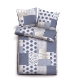 Bettwäsche Biberna Patchwork Biber Blau