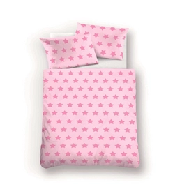 Bettwäsche Biberna Sterne Pink Biber