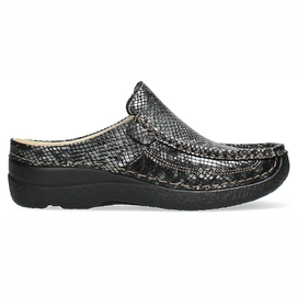 Mocassins Wolky Women Roll Slide Gumus Leather Anthracite-Taille 42