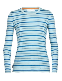 Longsleeve Icebreaker Women Wave LS Tee Stripe Haze Azul