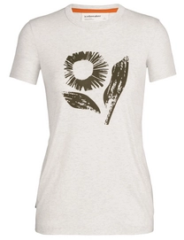 T-Shirt Icebreaker Women Central SS Tee Flora Forms Ecru Heather
