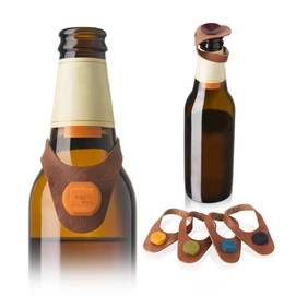 Flaschenmarkierer Vacuvin Bottle Marker & Stopper Leather (6-teilig)