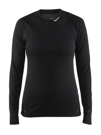 Long Sleeve Shirt Craft Nordic Wool Crew Neck Women Black Dark Grey