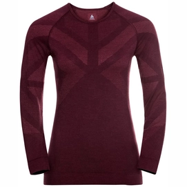 Unterhemd Odlo BL Top Crew Neck LS Kinship Warm Winetasting Melange Damen