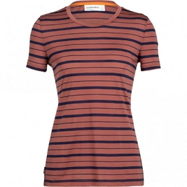 T-Shirt Icebreaker Femme Wave SS Tee Stripe Grape Navy