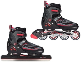 Norenschaats Nijdam Boys Semi-softboot Skate Combo Zwart Rood Antraciet