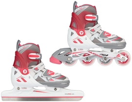Norenschaats Nijdam Girls Semi-softboot Skate Combo Wit Grijs Roze