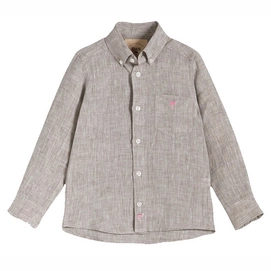 Shirt OAS Men Brown Flamingo Linen Shirt