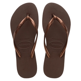 Flip Flops Havaianas Slim Dark Brown Metal Acoused Damen-Schuhgröße 35 - 36