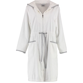 Dressing Gown Cawö 4103 Uni Short Hood Pull Cords & Zip Women White