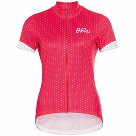 Radshirt Odlo Women S/U Collar S/S Full Zip Essential Paradise Pink White-XS