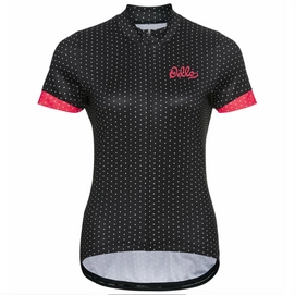 Maillot de Cyclisme Odlo Femmes S/U Collar S/S Full Zip Essential Black Paradise Pink
