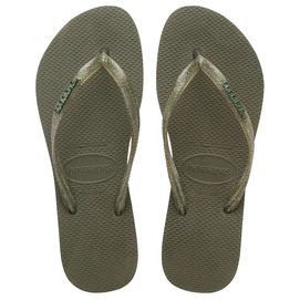Flip Flops Havaianas Slim Logo Metallic Green Damen-Schuhgröße 35 - 36
