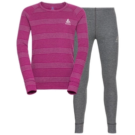 Basisschicht-Set Odlo Long Active Warm Eco Set Odlo Kids Steel Grey Melange Festival Fuchsia