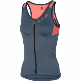 Fietsshirt Castelli Women Solare Top Dark Steel Blue Salmon