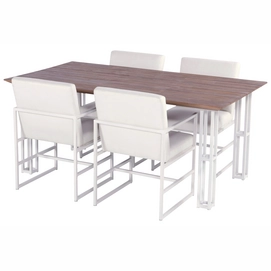 Tuinset Hartman Amsterdam Dining Set with Table 180x100cm Royal White Natural Old Teak