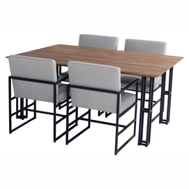 Tuinset Hartman Amsterdam Dining Set with Table 180x100cm Carbon Black Natural Old Teak