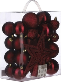Kerstboomdecoratie House of Seasons Unbreakable Dark Red 8 cm (40 Stuks)