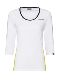 Tennisshirt HEAD Women Club Tech 3/4 White Yellow