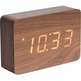 Wecker Karlsson Square Dark Wood Veneer White Led 15 x 10 cm