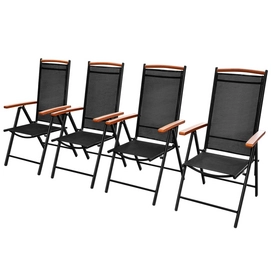 Tuinstoel Vida Inklapbaar Aluminium Textileen Wood Look Zwart (4-Delig)