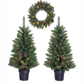 Künstlicher Weihnachtsbaum Set Black Box Trees Creston Green 90 cm LED (3er Set)