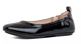 FitFlop Women Allegro Crinkle Patent Ballerina All Black