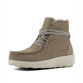 FitFlop Loaff Lace-Up Ankle Boot Shearling Suède Desert Stone