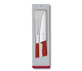 Set 2 Posate da carne e bistecca Victorinox Swiss Classic, Per affettare, Rosso