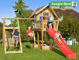 Speelset Jungle Gym Crazy Playhouse + Platform CXL + Climb X'tra Rood