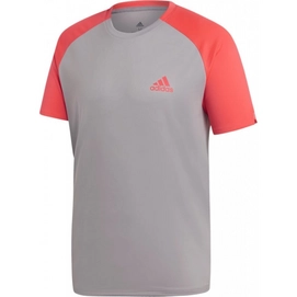 Tennisshirt Adidas Club Color Block Tee Light Granite Shock Red Herren