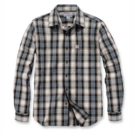 Chemise Carhartt Men L/S Essential Open Collar Shirt Plaid Steel Blue-M